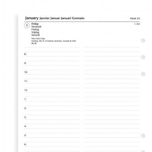 Day Per Page Diary with Appointments 5 Language 
